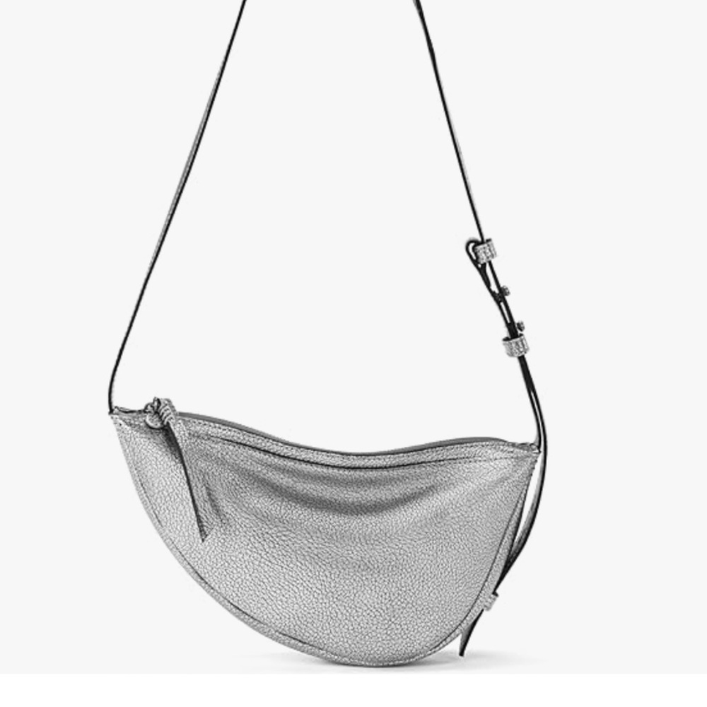 The Sak TESS Dark Silver Leather Sling Bag